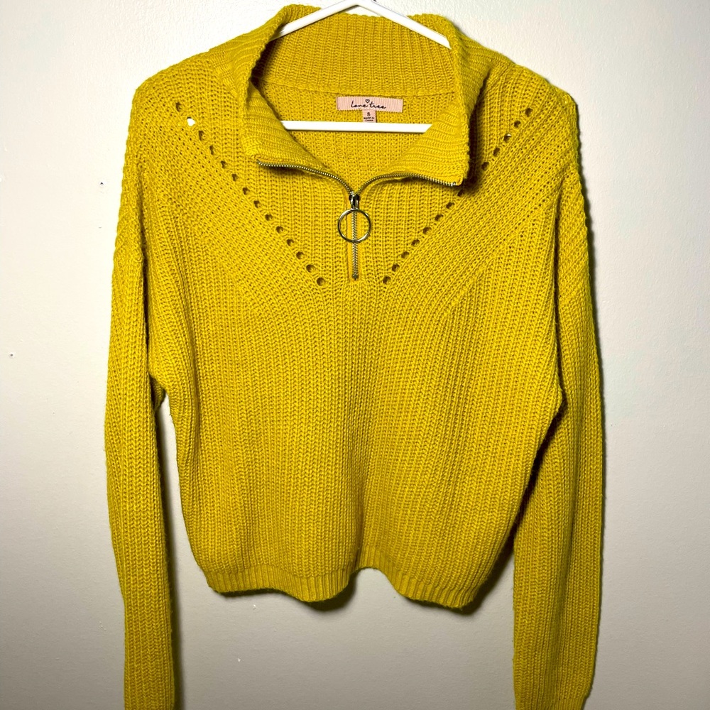 Used Love tree sweater in yellow and gold